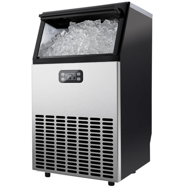 Commercial Ice Maker Machine, 2K+ Bought in Past Month, Original Price: $329, Now: $197.  100lbs/24H Stainless Steel Under Counter ice Machine with 33lbs Ice Storage Capacity, Freestanding Ice Maker