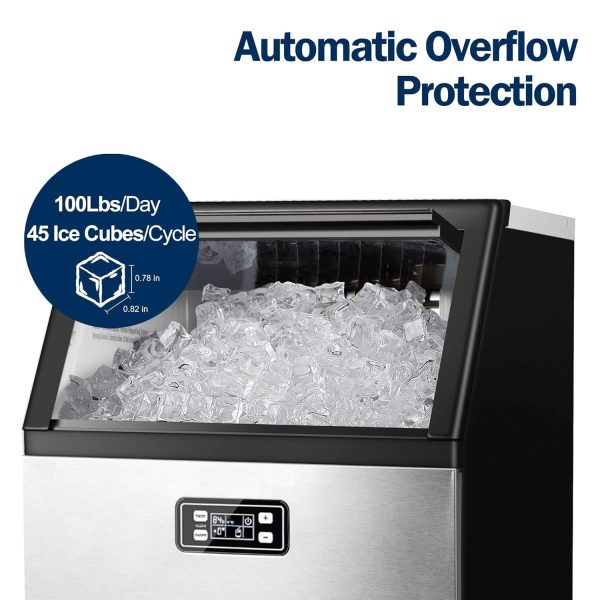 Commercial Ice Maker Machine, 2K+ Bought in Past Month, Original Price: $329, Now: $197.  100lbs/24H Stainless Steel Under Counter ice Machine with 33lbs Ice Storage Capacity, Freestanding Ice Maker - Image 2