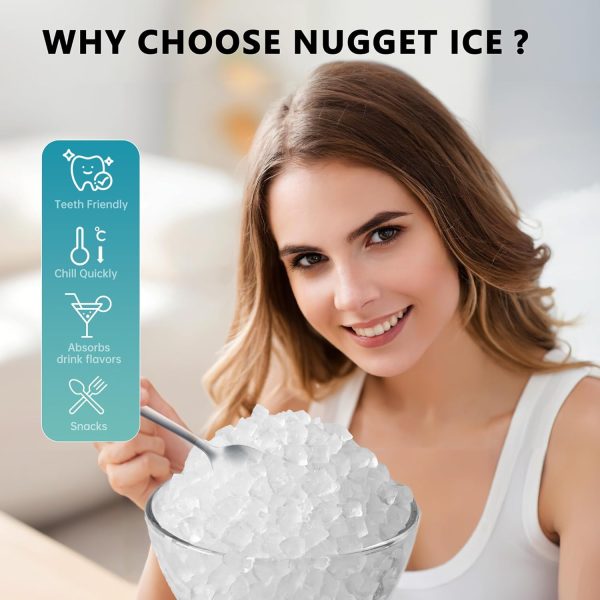 Nugget Ice Maker Countertop, 10K+ Bought in Past Month, Original Price: $142, Now: $97.  With Handle, Ready in 6 Mins, 34lbs Per Day, Removable Top Cover, Auto-Cleaning, Portable Sonic Ice Maker with Basket and Scoop, for Home/Party/RV/Camping (Black) - Image 4