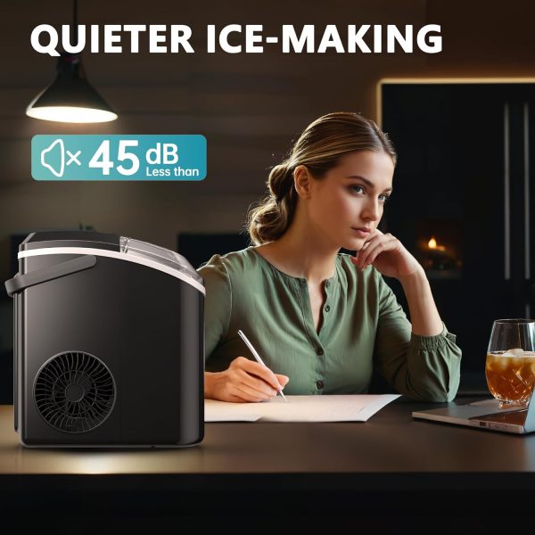 Nugget Ice Maker Countertop, 10K+ Bought in Past Month, Original Price: $142, Now: $97.  With Handle, Ready in 6 Mins, 34lbs Per Day, Removable Top Cover, Auto-Cleaning, Portable Sonic Ice Maker with Basket and Scoop, for Home/Party/RV/Camping (Black) - Image 7