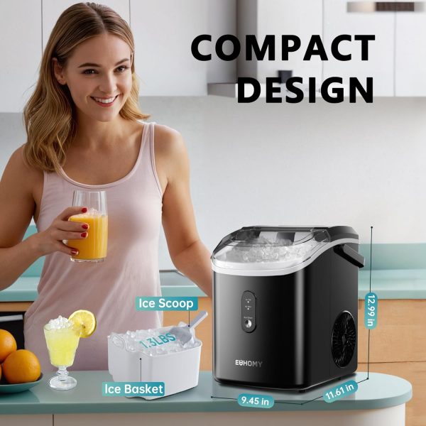 Nugget Ice Maker Countertop, 10K+ Bought in Past Month, Original Price: $142, Now: $97.  With Handle, Ready in 6 Mins, 34lbs Per Day, Removable Top Cover, Auto-Cleaning, Portable Sonic Ice Maker with Basket and Scoop, for Home/Party/RV/Camping (Black) - Image 8