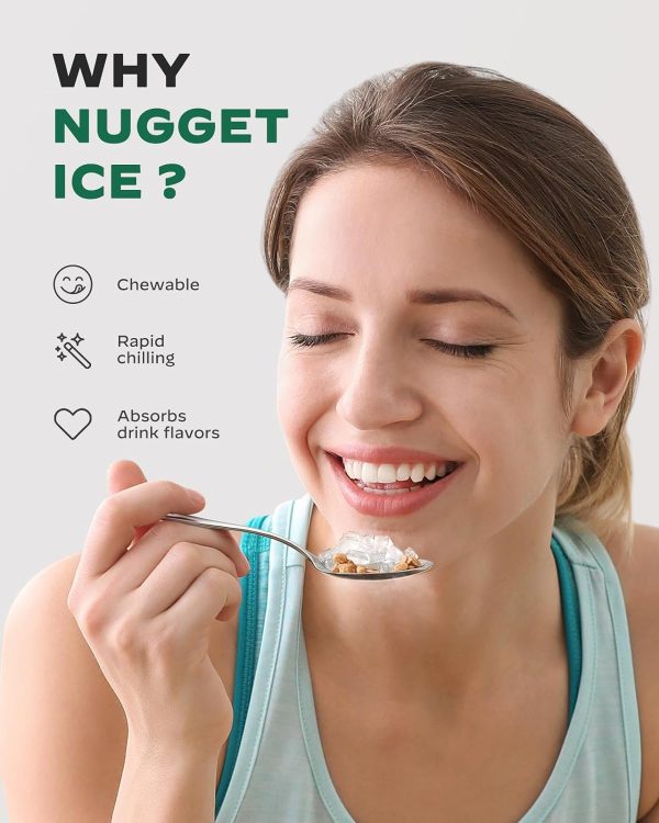 Nugget Ice Maker Countertop, Pebble Ice Maker with Soft Chewable Ice, One-Click Operation Ice Machine with Self-Cleaning, 33lbs/24H for Home, Kitchen, Office - Black - Image 3