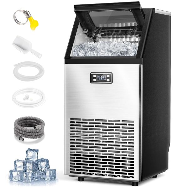 370+ Bought in Past Month, Original Price: $319, Now: $187, V2.0 Commercial Ice Maker,100 lbs,2-Way Add Water,Under Counter Ice Maker Self Cleaning,Ice Machine with 24 Hour Timer,33 lbs Basket,Stainless Steel Ice Makers for School, Home, Bar, RV ?