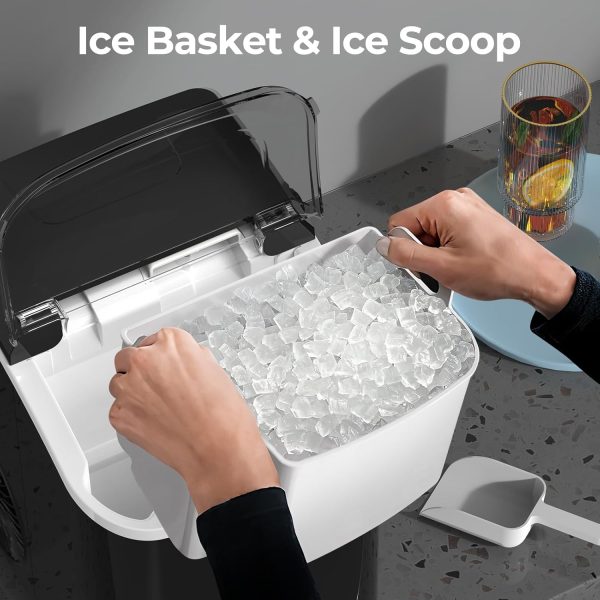 Nugget Ice Makers Countertop with Soft Chewable Pellet Ice, 7 Mins Ice Making, 35.5Lbs/24Hrs, Pebble Ice Maker Machine with Self-Cleaning/Ice Basket/Ice Scoop for Home/Office/Bar, Black - Image 3