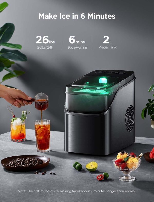 3K+ Bought in Past Month, Original Price: $139, Now: $87, Smart Ice Maker Countertop, Portable Ice Machine with Voice Control, 9 Ice Cubes in 6 Minutes 3 Sizes, 26lbs/24Hrs, Self Cleaning RGB Lights, Quiet Ice Maker with Scoop for Home, Kitchen, Office, Pa - Image 3