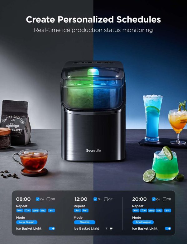 3K+ Bought in Past Month, Original Price: $139, Now: $87, Smart Ice Maker Countertop, Portable Ice Machine with Voice Control, 9 Ice Cubes in 6 Minutes 3 Sizes, 26lbs/24Hrs, Self Cleaning RGB Lights, Quiet Ice Maker with Scoop for Home, Kitchen, Office, Pa - Image 8