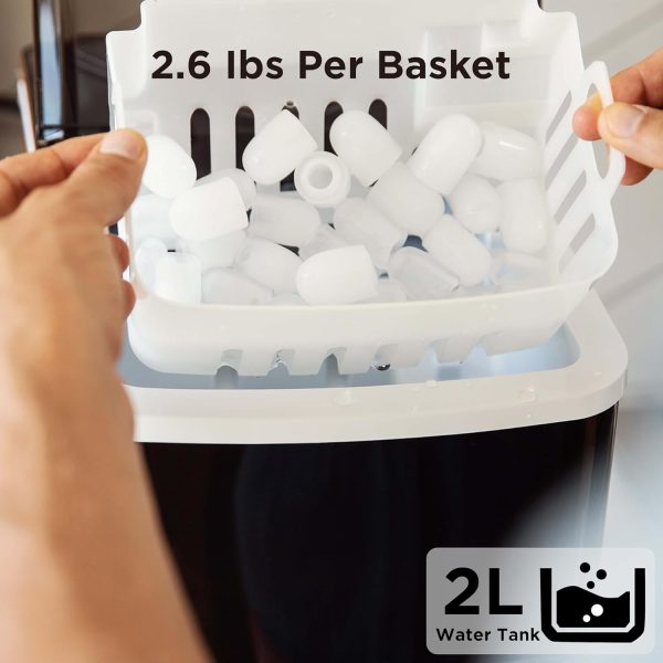 Countertop Ice Maker, 7K+ Bought in Past Month, Original Price: $79, Now: $57. 9 Ice Cubes in 6 Mins, 26 Lbs in 24 Hrs, Compact Ice Machine with Ice Basket & Scoop, 2 Ice Sizes, Self-Cleaning Ice Maker for Home / Party / Office / Bar / Dorm, Black - Image 4