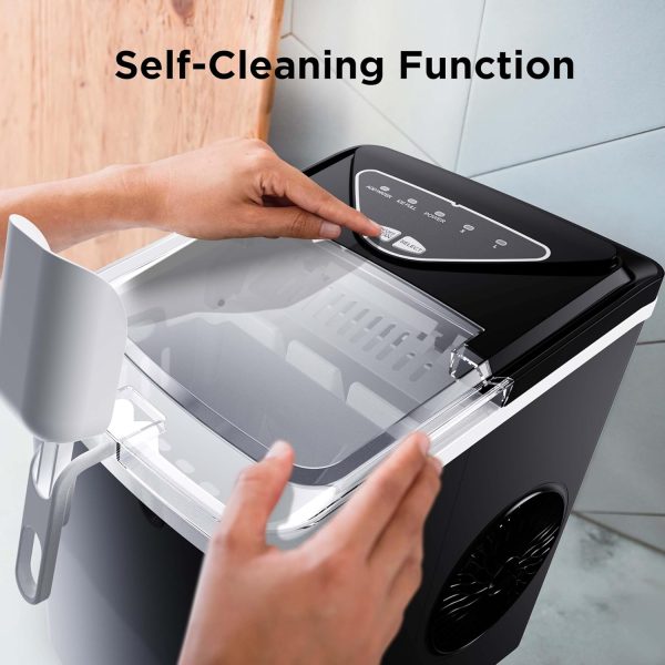 Countertop Ice Maker, 7K+ Bought in Past Month, Original Price: $79, Now: $57. 9 Ice Cubes in 6 Mins, 26 Lbs in 24 Hrs, Compact Ice Machine with Ice Basket & Scoop, 2 Ice Sizes, Self-Cleaning Ice Maker for Home / Party / Office / Bar / Dorm, Black - Image 6