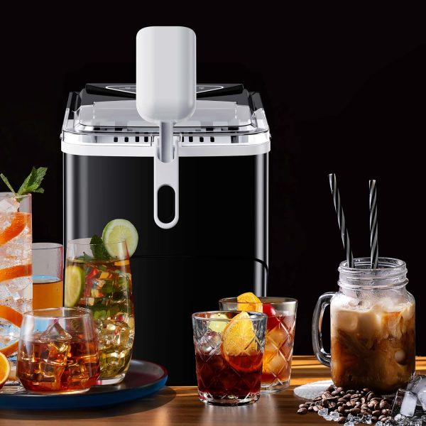 Countertop Ice Maker, 7K+ Bought in Past Month, Original Price: $79, Now: $57. 9 Ice Cubes in 6 Mins, 26 Lbs in 24 Hrs, Compact Ice Machine with Ice Basket & Scoop, 2 Ice Sizes, Self-Cleaning Ice Maker for Home / Party / Office / Bar / Dorm, Black - Image 7