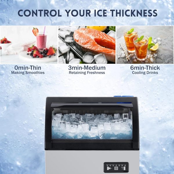 Commercial Ice Maker Machine, 300 + Bought in Past Month, Original Price: $299, Now: $187, 100lbs/24H, 40 LBS Storage Double Water Inlet, 40 Ice Cubes in 12-15 Mins, Efficient Ice Production, Quiet & Energy-Saving, for Home, Bar, Office, Party - Image 3