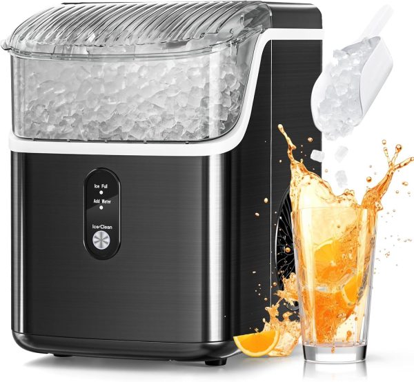 Nugget Ice Makers Countertop,  2K+ Bought in Past Month, Original price: $169, Now: $117. Pebble Ice Machine with Chewable Pellet Ice, 34Lbs/24H, Self-Cleaning, Sonic Ice, One-Click Operation, for Kitchen,Office Stainless Steel Black