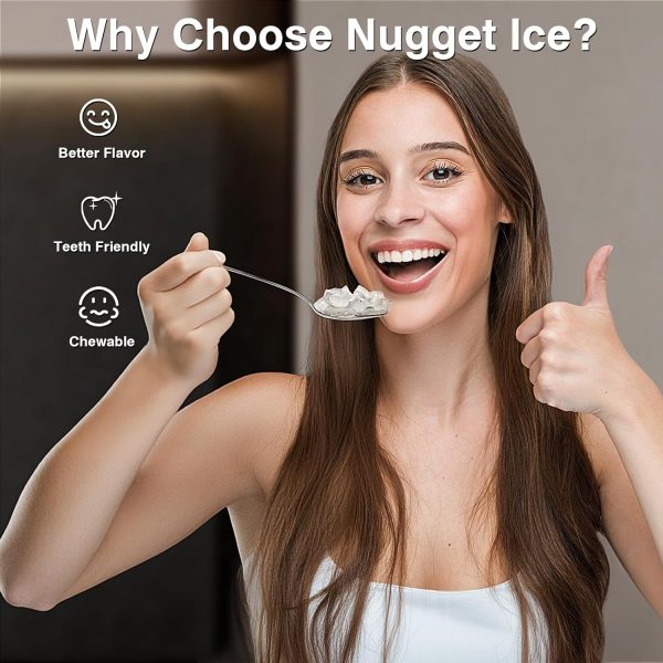 Nugget Ice Makers Countertop,  2K+ Bought in Past Month, Original price: $169, Now: $117. Pebble Ice Machine with Chewable Pellet Ice, 34Lbs/24H, Self-Cleaning, Sonic Ice, One-Click Operation, for Kitchen,Office Stainless Steel Black - Image 2