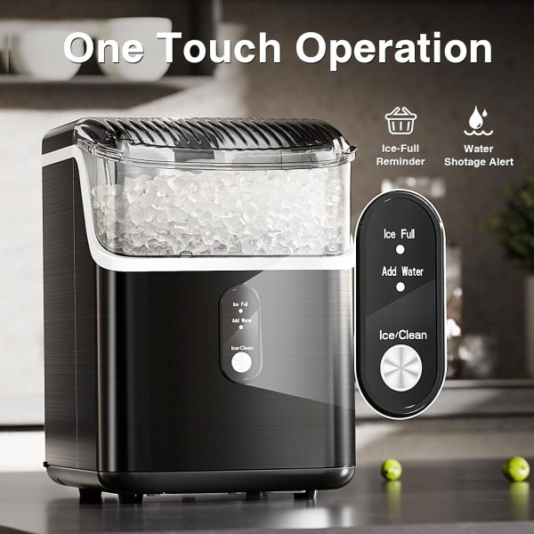 Nugget Ice Makers Countertop,  2K+ Bought in Past Month, Original price: $169, Now: $117. Pebble Ice Machine with Chewable Pellet Ice, 34Lbs/24H, Self-Cleaning, Sonic Ice, One-Click Operation, for Kitchen,Office Stainless Steel Black - Image 4