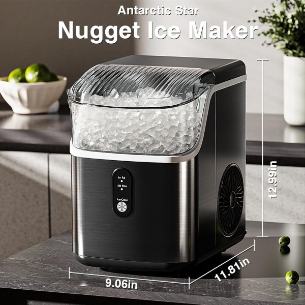 Nugget Ice Makers Countertop,  2K+ Bought in Past Month, Original price: $169, Now: $117. Pebble Ice Machine with Chewable Pellet Ice, 34Lbs/24H, Self-Cleaning, Sonic Ice, One-Click Operation, for Kitchen,Office Stainless Steel Black - Image 6