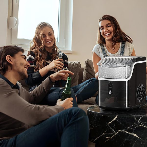 Nugget Ice Makers Countertop,  2K+ Bought in Past Month, Original price: $169, Now: $117. Pebble Ice Machine with Chewable Pellet Ice, 34Lbs/24H, Self-Cleaning, Sonic Ice, One-Click Operation, for Kitchen,Office Stainless Steel Black - Image 7