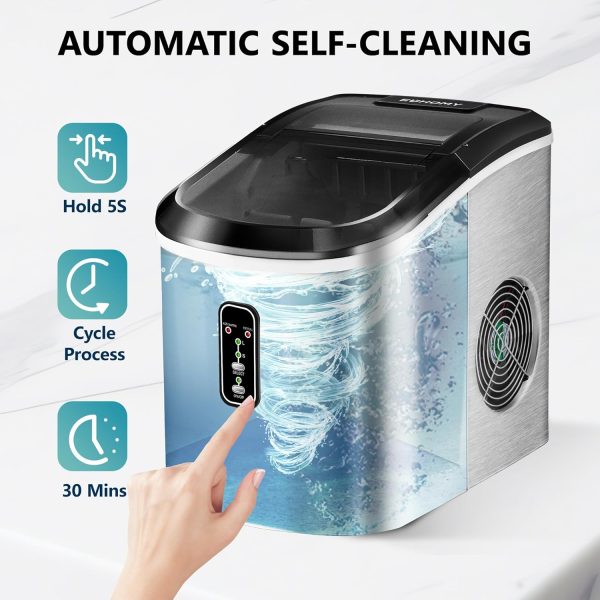 Smart Ice Makers Countertop,  2K+ Bought in Past Month, Original price: $117, Now: $67.  26lbs in 24 Hours, 9 Cubes Ready in 6Mins, Self-Cleaning Countertop Ice Maker, Portable Ice Maker with Ice Scoop & Basket, Perfect for Home/Kitchen/Office/Party, RVs - Image 5