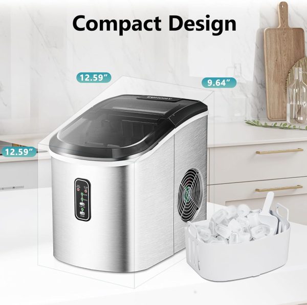 Smart Ice Makers Countertop,  2K+ Bought in Past Month, Original price: $117, Now: $67.  26lbs in 24 Hours, 9 Cubes Ready in 6Mins, Self-Cleaning Countertop Ice Maker, Portable Ice Maker with Ice Scoop & Basket, Perfect for Home/Kitchen/Office/Party, RVs - Image 7