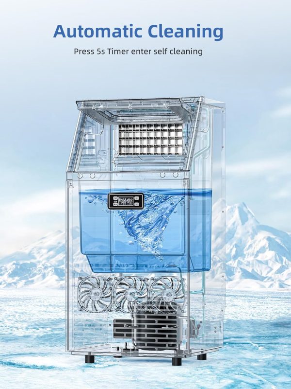 700+ Sold Last Month! Commercial Ice Maker Machine, Only $197, Shop Now! 100lbs/24H Under Counter Ice Machines with 2 Way Water Inlet, 33lbs Storage, Stainless Steel Freestanding, Self Cleaning Ice Makers for Home / Bar / Restaurant / Outdoor - Image 5