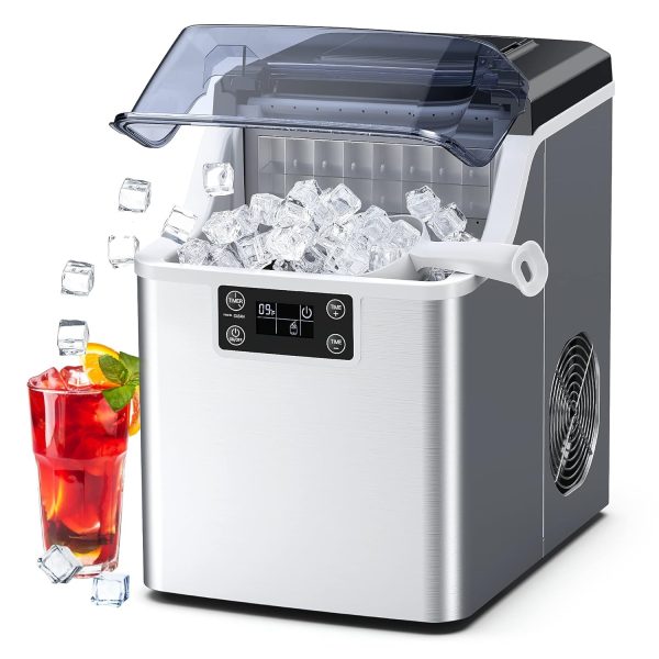 Countertop Ice Maker, 2K+ Bought in Past Month, Original price: $139, Now: $97. 45lbs Per Day, 24 Cubes Ready in 13 Mins, Stainless Steel Housing, Auto Self-Cleaning Ice Maker with Ice Bags and Ice Scoop for Home Kitchen Office Bar Party RVs