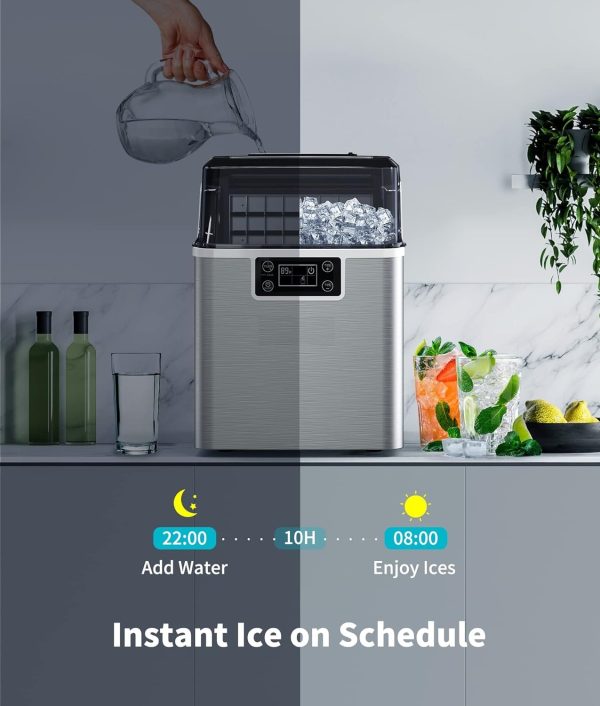 Countertop Ice Maker, 2K+ Bought in Past Month, Original price: $139, Now: $97. 45lbs Per Day, 24 Cubes Ready in 13 Mins, Stainless Steel Housing, Auto Self-Cleaning Ice Maker with Ice Bags and Ice Scoop for Home Kitchen Office Bar Party RVs - Image 4