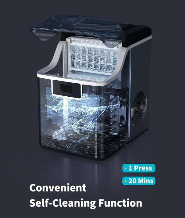 Countertop Ice Maker, 2K+ Bought in Past Month, Original price: $139, Now: $97. 45lbs Per Day, 24 Cubes Ready in 13 Mins, Stainless Steel Housing, Auto Self-Cleaning Ice Maker with Ice Bags and Ice Scoop for Home Kitchen Office Bar Party RVs - Image 5