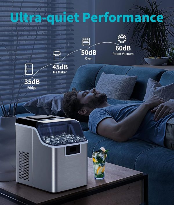 Countertop Ice Maker, 2K+ Bought in Past Month, Original price: $139, Now: $97. 45lbs Per Day, 24 Cubes Ready in 13 Mins, Stainless Steel Housing, Auto Self-Cleaning Ice Maker with Ice Bags and Ice Scoop for Home Kitchen Office Bar Party RVs - Image 6