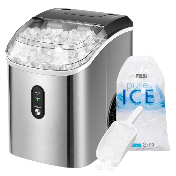 Portable Nugget Ice Cube Maker Machine, 3K+ Bought in Past Month, Original Price: $229, Now: $137, Electric Portable Compact Countertop Automatic Chewable Nugget Ice Cube Maker Machine with Hand Scoop 10 Ice Bags and Self Cleaning Function 33lbs/Day Silver