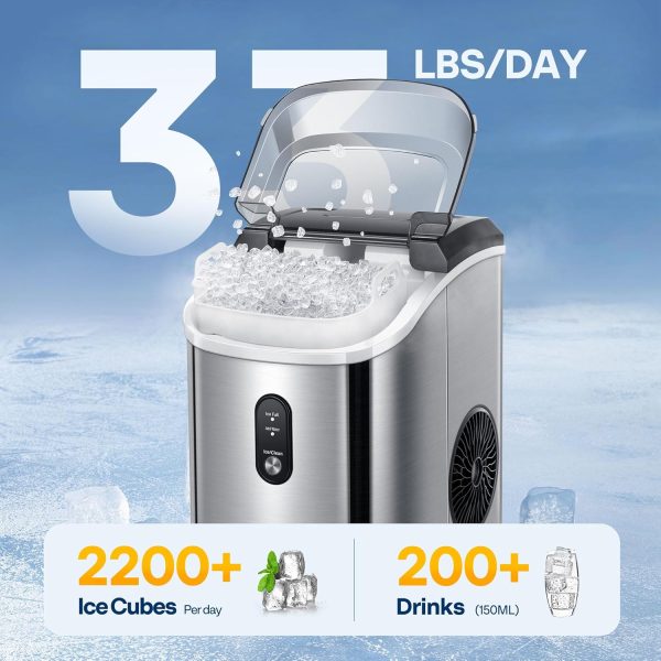 Portable Nugget Ice Cube Maker Machine, 3K+ Bought in Past Month, Original Price: $229, Now: $137, Electric Portable Compact Countertop Automatic Chewable Nugget Ice Cube Maker Machine with Hand Scoop 10 Ice Bags and Self Cleaning Function 33lbs/Day Silver - Image 3