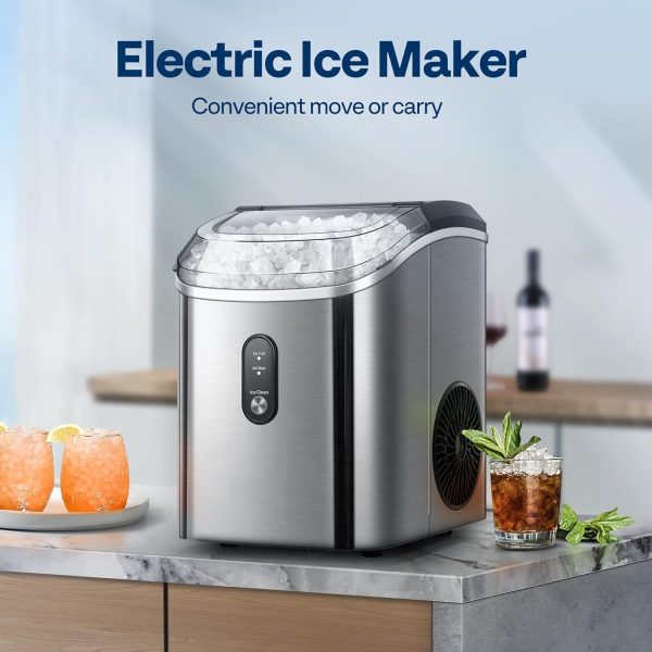 Portable Nugget Ice Cube Maker Machine, 3K+ Bought in Past Month, Original Price: $229, Now: $137, Electric Portable Compact Countertop Automatic Chewable Nugget Ice Cube Maker Machine with Hand Scoop 10 Ice Bags and Self Cleaning Function 33lbs/Day Silver - Image 6