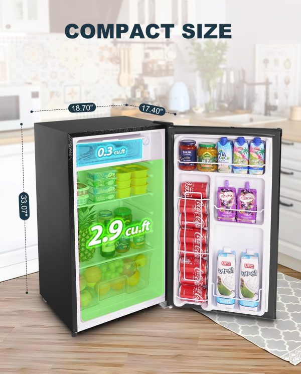 2K+ Bought in Past Month, Original Price: $149, Now: $77, 3.2 Cu.Ft Mini Fridge with Freezer, Single Door Mini Fridge, Dorm Fridge, Adjustable Thermostat, Mini Refrigerator for Bedroom, Office, Dorm, Black-BR321 - Image 3