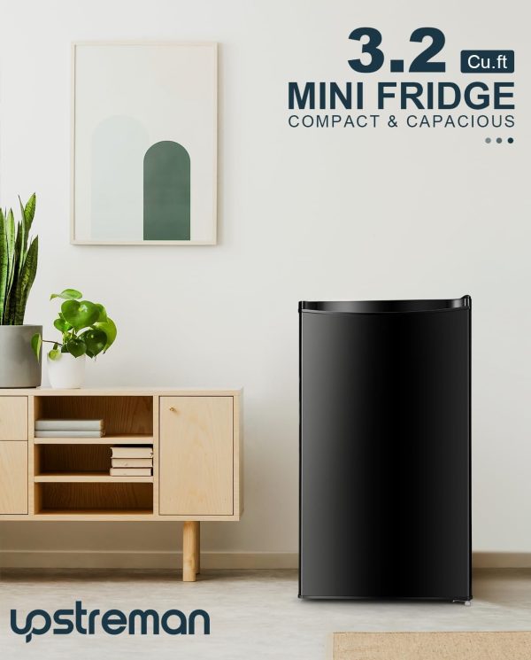 2K+ Bought in Past Month, Original Price: $149, Now: $77, 3.2 Cu.Ft Mini Fridge with Freezer, Single Door Mini Fridge, Dorm Fridge, Adjustable Thermostat, Mini Refrigerator for Bedroom, Office, Dorm, Black-BR321 - Image 6