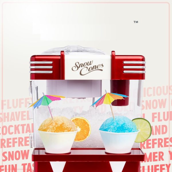 7K+ Bought in Past Month, Original price: $49, Now: $27.  Snow Cone Shaved Ice Machine - Retro Table-Top Slushie Machine Makes 20 Icy Treats - Includes 2 Reusable Plastic Cups & Ice Scoop - Retro Red - Image 7