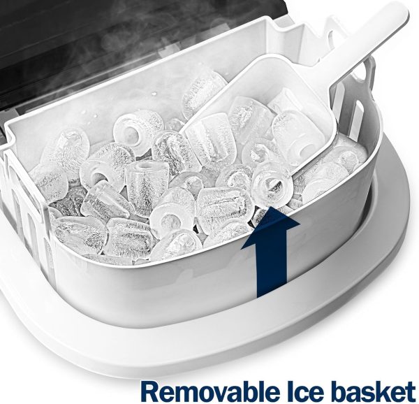 Ice Maker Countertop Machine - 26 lbs in 24 Hours, 9 Cubes Ready in 8 Mins, Electric Ice Maker and Compact Portable Ice Maker with Ice Scoop and Basket, Perfect for Home/ Kitchen / Office - Sliver - Image 3