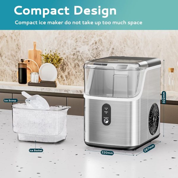 6K+ Bought in Past Month, Nugget Ice Makers Countertop, Original Price: $142, Now: $97. Pebble Ice Maker Machine with 35lbs/24H Soft Ice, Self-Cleaning Sonic Ice Maker with Ice Scoop&Basket, Pellet Ice Maker for Home/Kitchen/Office (Stainless Steels) - Image 2