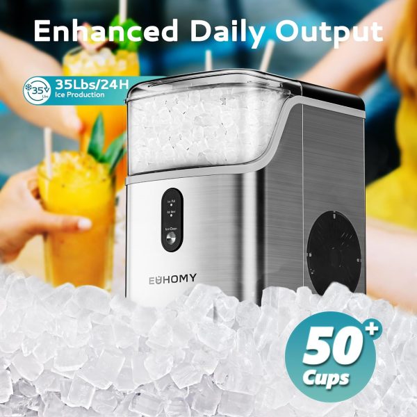 6K+ Bought in Past Month, Nugget Ice Makers Countertop, Original Price: $142, Now: $97. Pebble Ice Maker Machine with 35lbs/24H Soft Ice, Self-Cleaning Sonic Ice Maker with Ice Scoop&Basket, Pellet Ice Maker for Home/Kitchen/Office (Stainless Steels) - Image 3