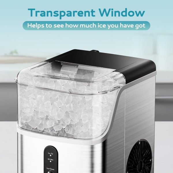 6K+ Bought in Past Month, Nugget Ice Makers Countertop, Original Price: $142, Now: $97. Pebble Ice Maker Machine with 35lbs/24H Soft Ice, Self-Cleaning Sonic Ice Maker with Ice Scoop&Basket, Pellet Ice Maker for Home/Kitchen/Office (Stainless Steels) - Image 4