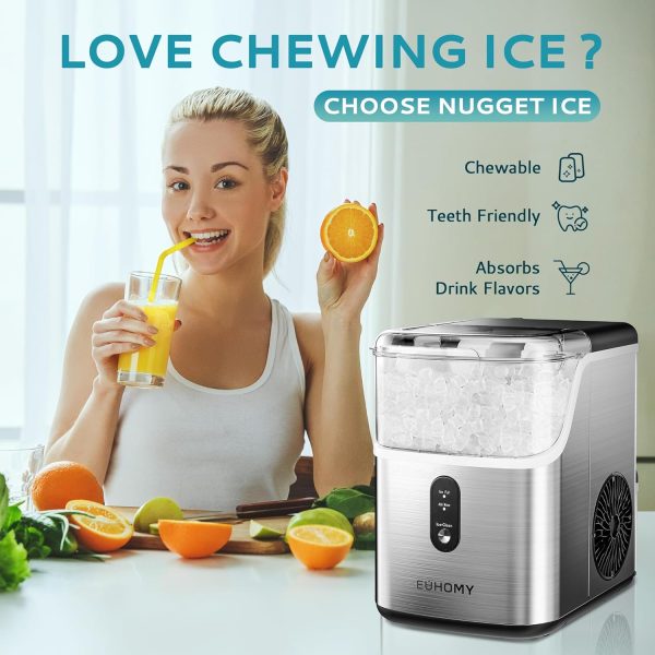 6K+ Bought in Past Month, Nugget Ice Makers Countertop, Original Price: $142, Now: $97. Pebble Ice Maker Machine with 35lbs/24H Soft Ice, Self-Cleaning Sonic Ice Maker with Ice Scoop&Basket, Pellet Ice Maker for Home/Kitchen/Office (Stainless Steels) - Image 8